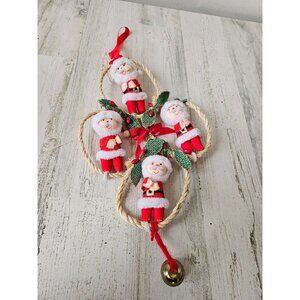 Vintage rope Santa elf pixie hanging Xmas decor Bell poinsettia Xmas tree